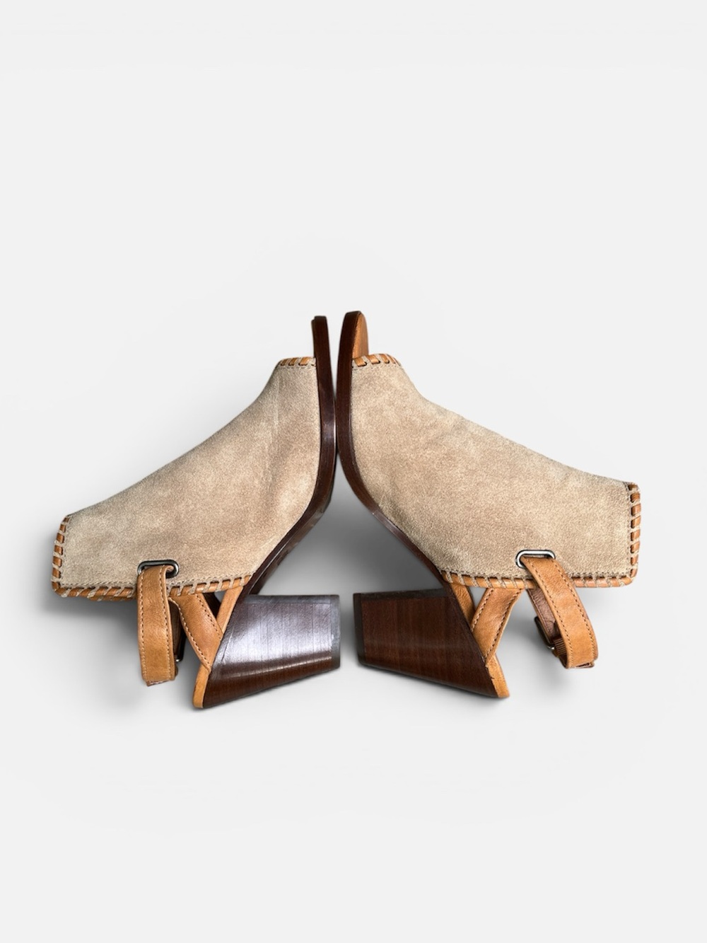 Frye Dani Shield Whipstitch Mule in Beige Suede Women's Size 7 1/2 - Picture 7 of 10